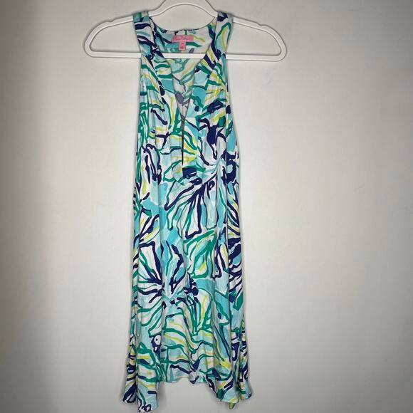 Lilly Pulitzer Green & Pool Blue Achelle Mini Dress Size XS - Picture 2 of 8